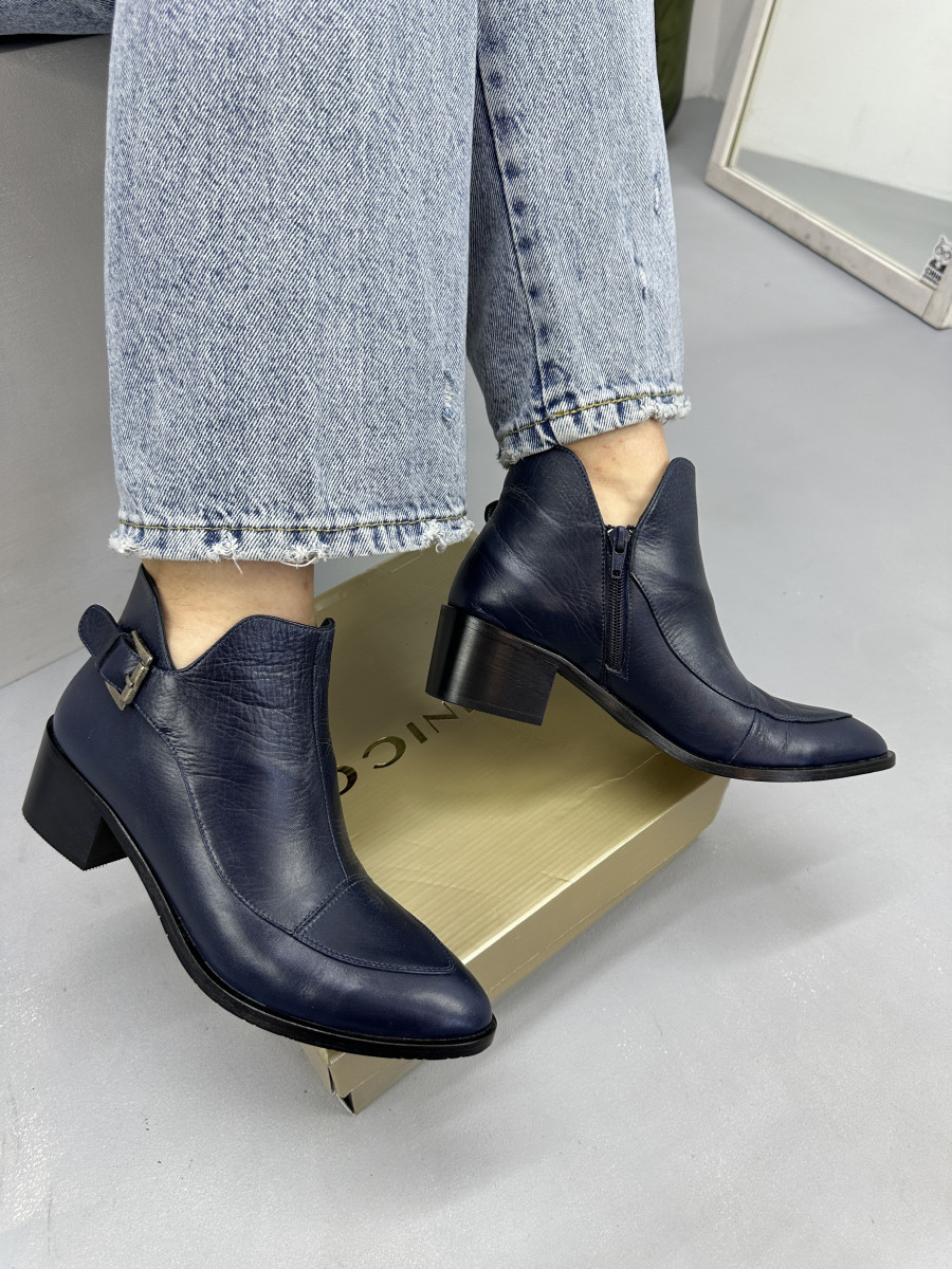 Ботильйони жіночі VINICCI 6001-17 сині шкіряні 37, фото 1