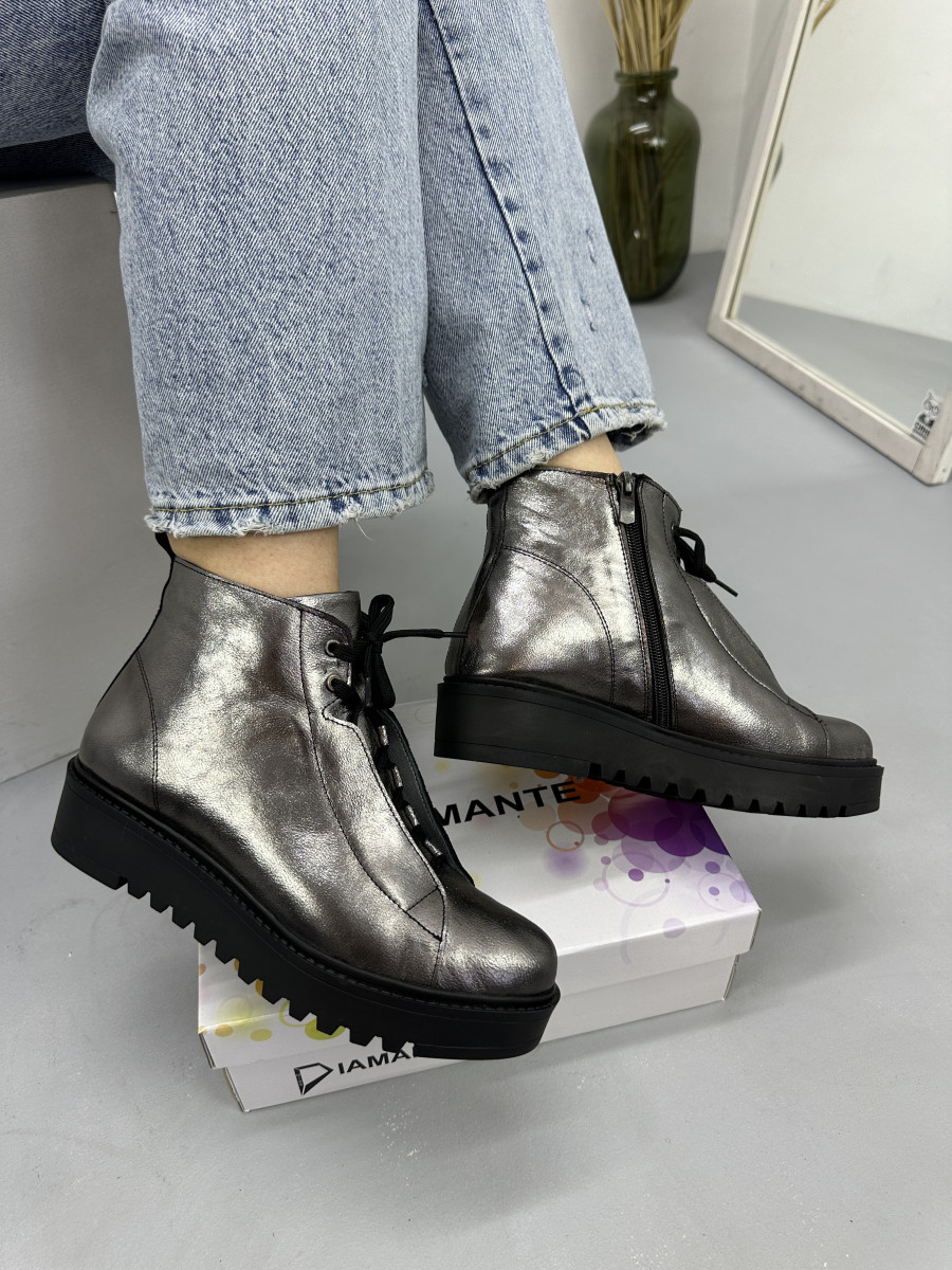 Черевики жіночі Aras Shoes K53-Platin сріблясті на платформі 37, фото 1