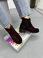 Черевики жіночі Tunkay 8503-bordo челсі на підборах 37, фото 2