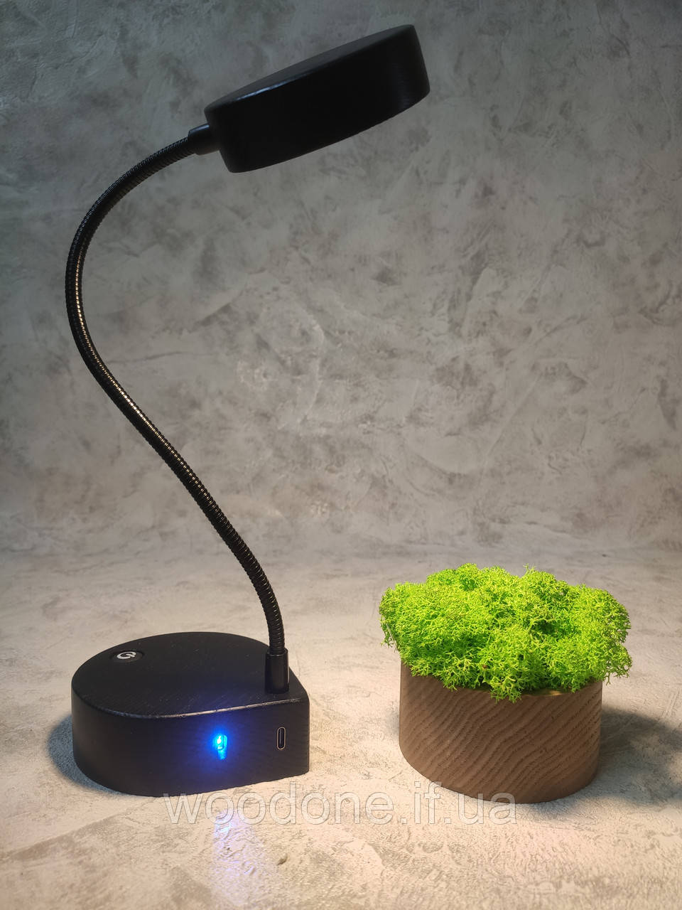 Настільна лампа на гнучкій ніжці чорна, фото 1