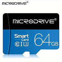 Карта пам’яті MicroSD 64GB Microdrive | Клас 10, A1, V10,  TF карта з адаптером для смартфонів, камер, відеореєстраторів
