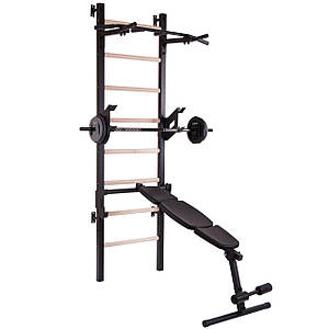 Шведська стінка з турніком, брусами, лавкою для преса та спини Master Wood PRO SP-Planeta L-2405 (метал,