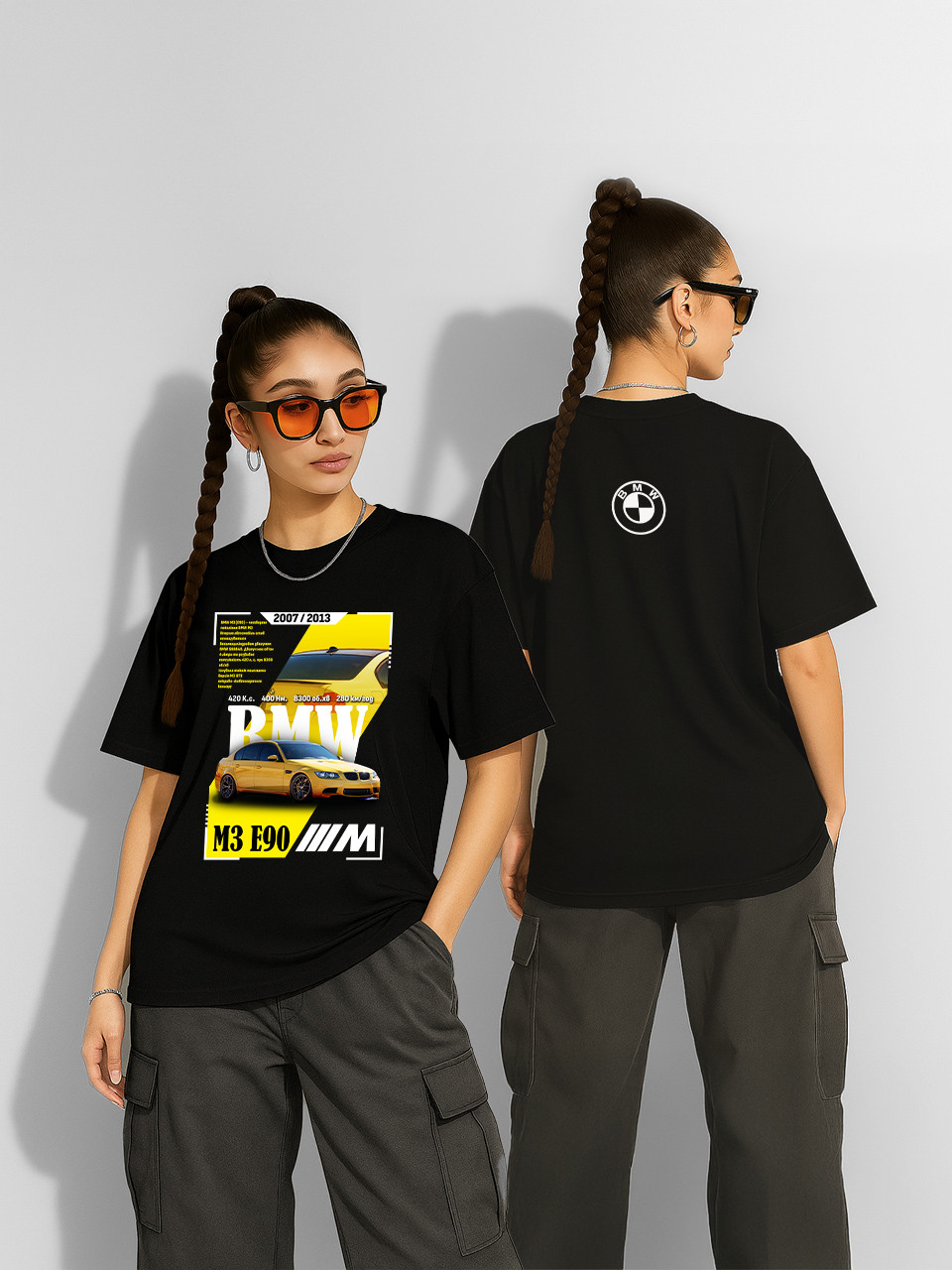 Футболка оверсайз BMW E90 Чорна Жіноча S, фото 1