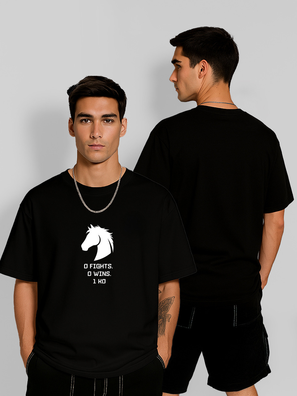 Футболка оверсайз Олександр Усік Кінь 0-0-1 KOv2 Чорна Чоловіча S, фото 1