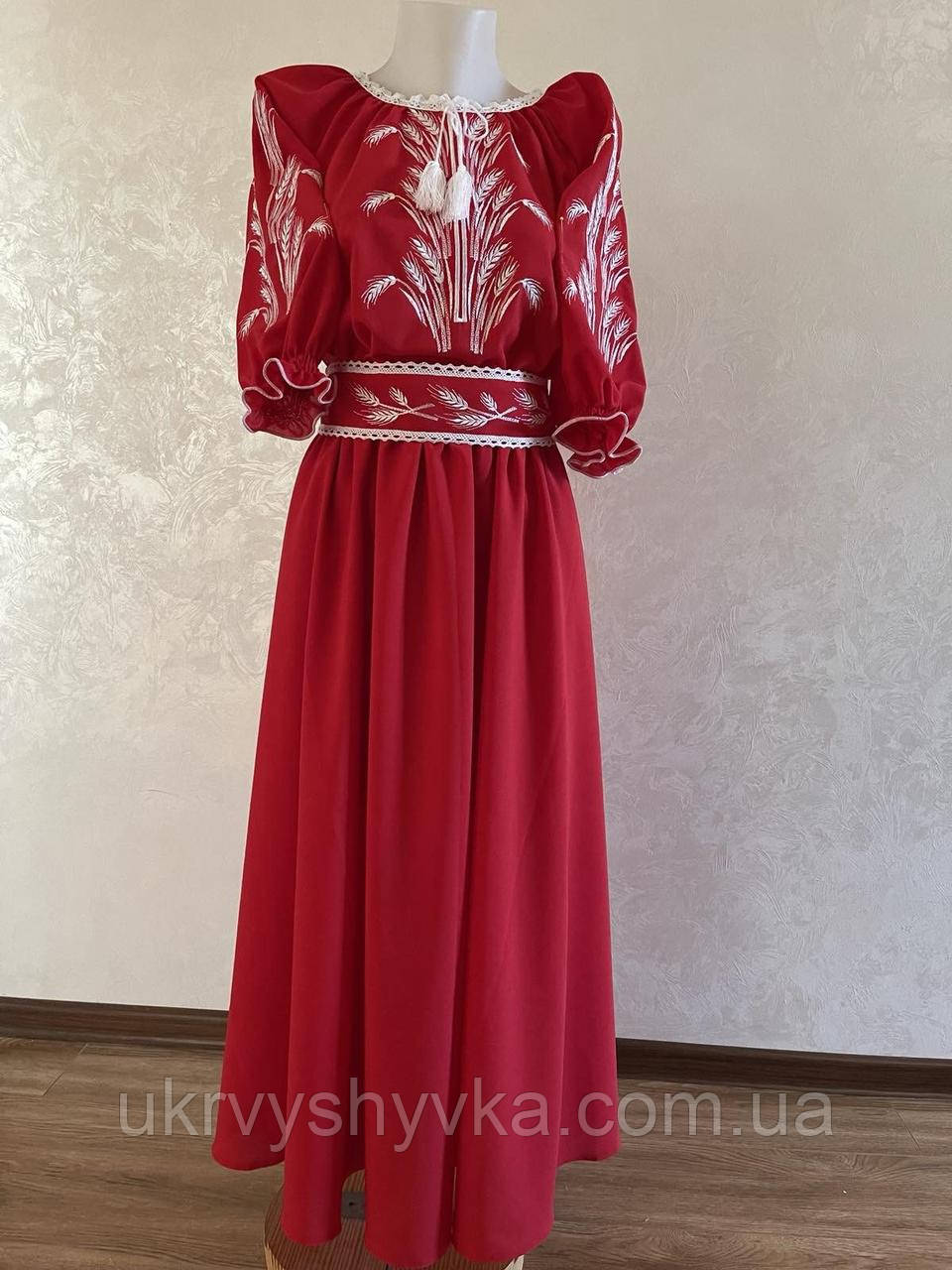 Жіноча елегантна сукня "Колосок" червона, фото 1