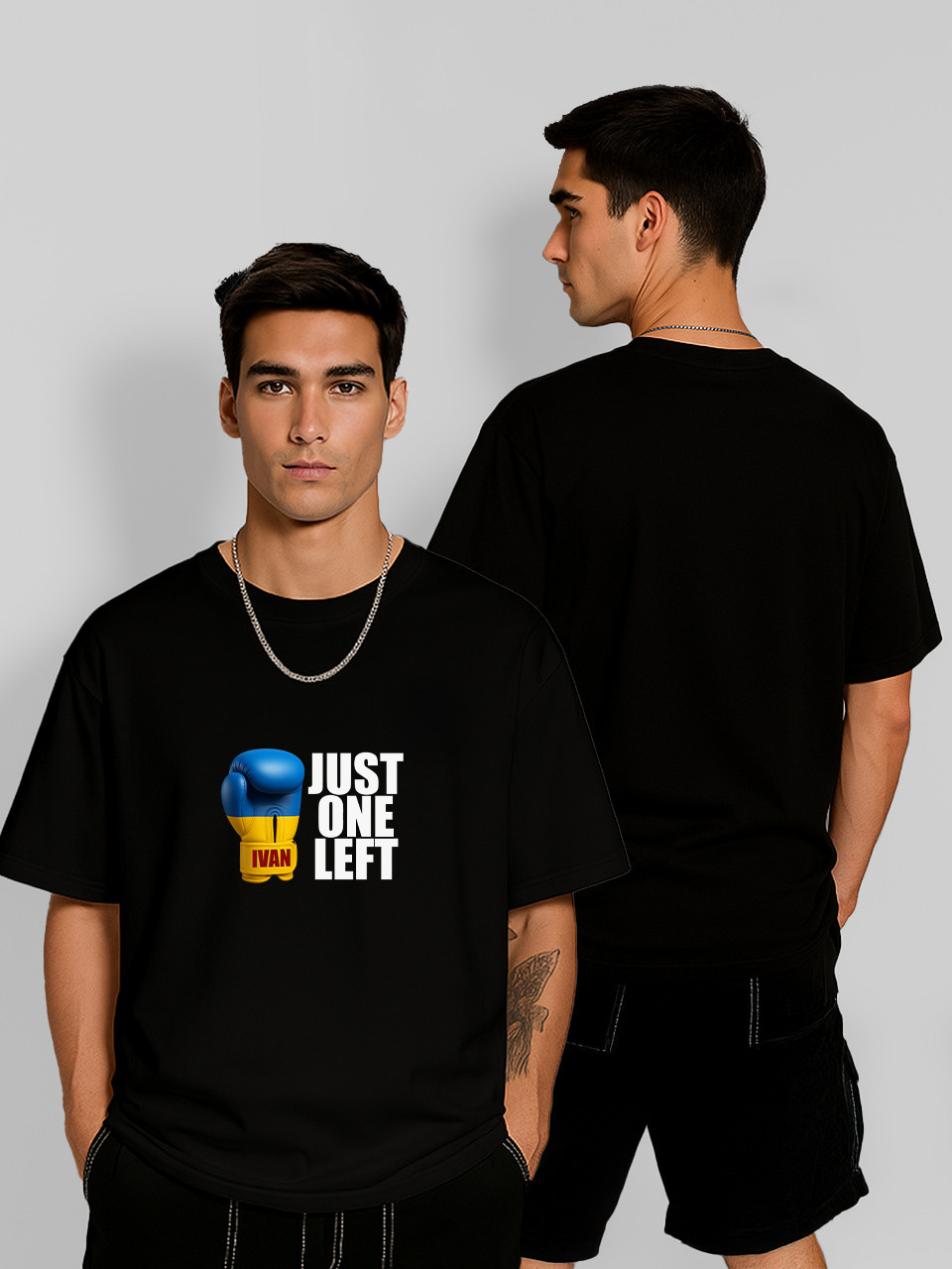 Футболка оверсайз Олександр Усік Ivan "Just one left" Чорна Чоловіча S, фото 1