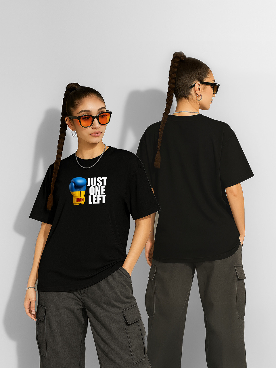 Футболка оверсайз Олександр Усік Ivan "Just one left" Чорна Жіноча S