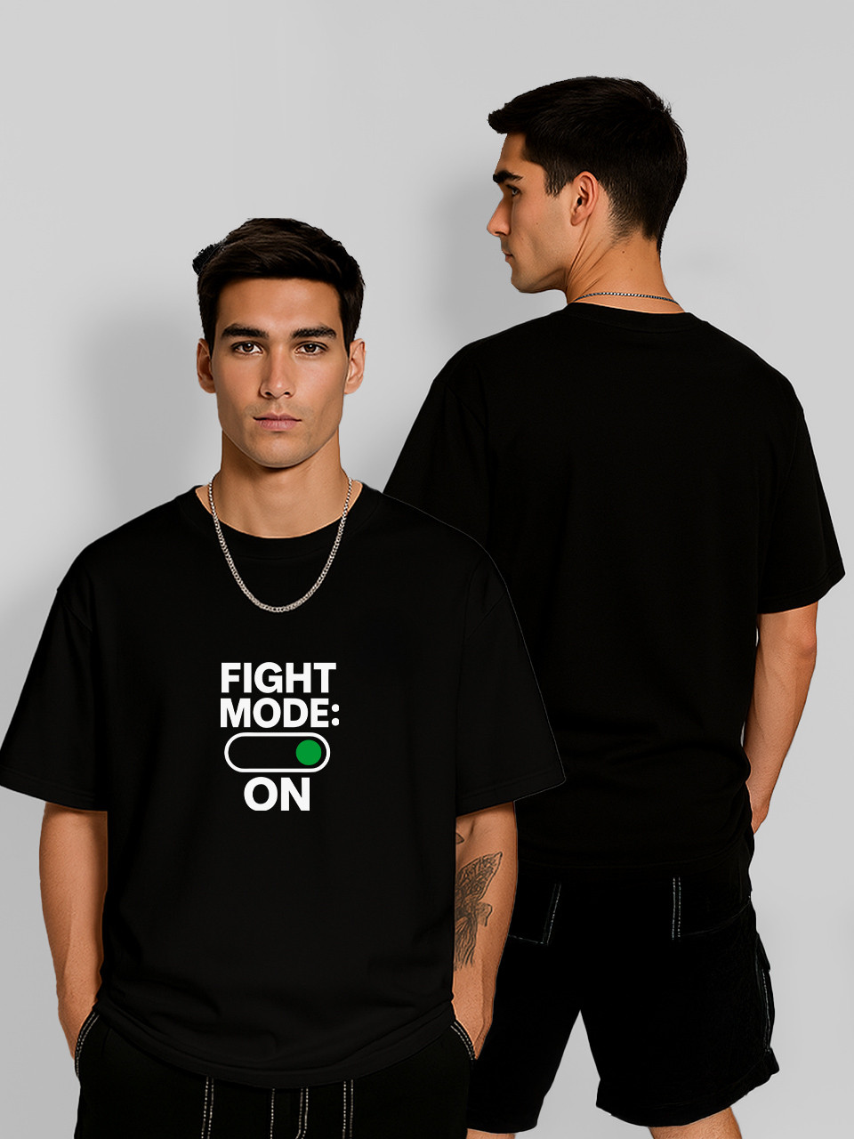 Футболка оверсайз Figth mode: ON Чорна Чоловіча S, фото 1