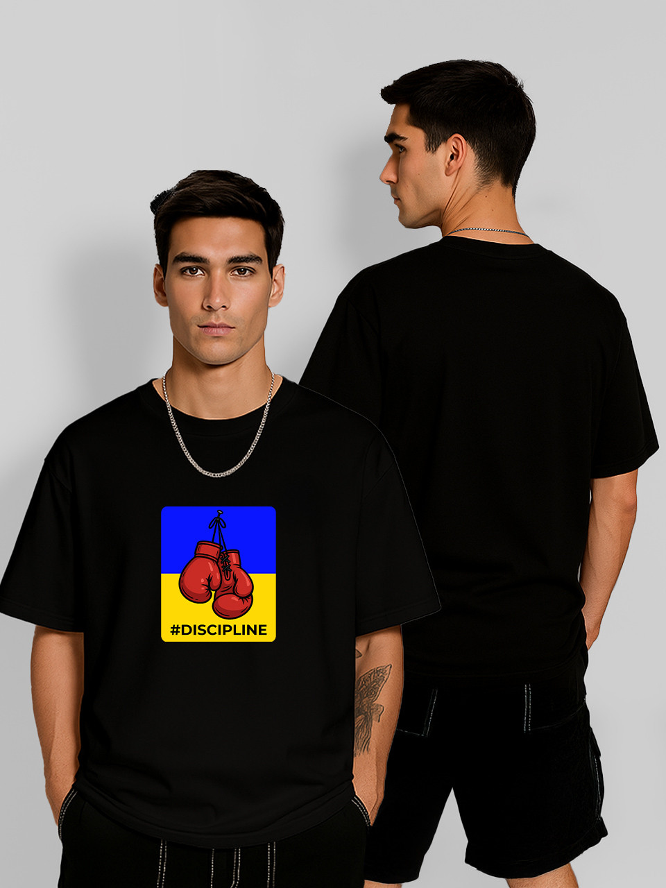 Футболка оверсайз Боксерскі руковиці #Discipline Чорна Чоловіча S