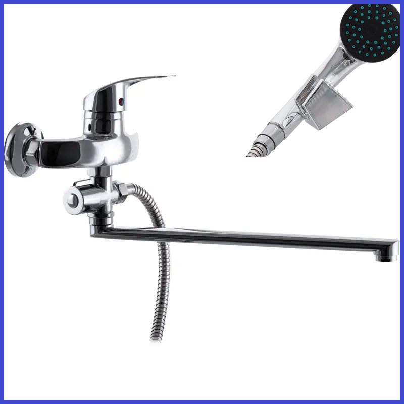 Змішувач для ванни з поворотним довгим виливом 35 см G-Ferro Mars 006 (GF0014), фото 1