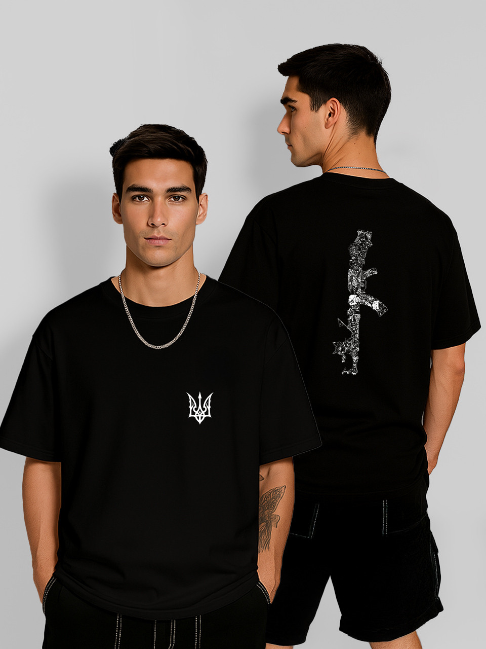 Футболка оверсайз Квітковий калаш з котиком (AK catflower) Чорна Чоловіча S, фото 1