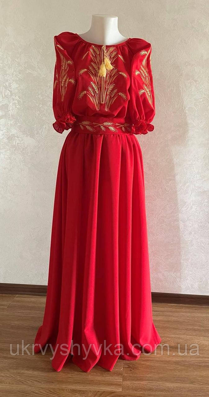 Легка літня сукня червоного кольору "Колосок", фото 1