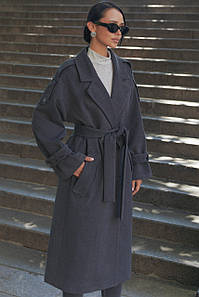 Жіноче демісезонне пальто кашемірове довге чорне