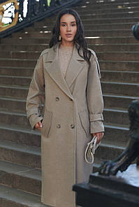 Жіноче демісезонне пальто кашемірове довге бежеве