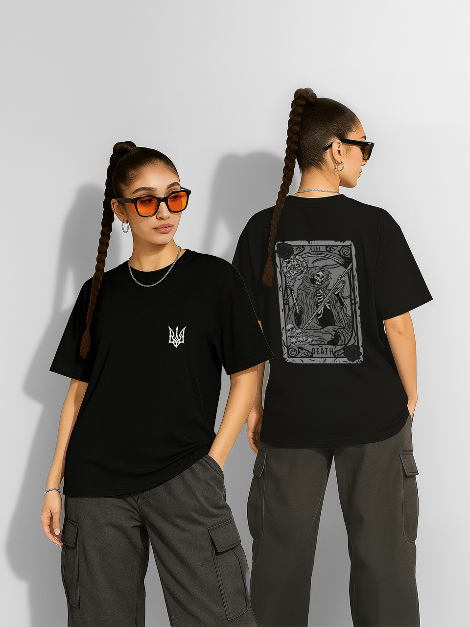 Футболка оверсайз Смерть з косою Таро Чорна Жіноча S, фото 1