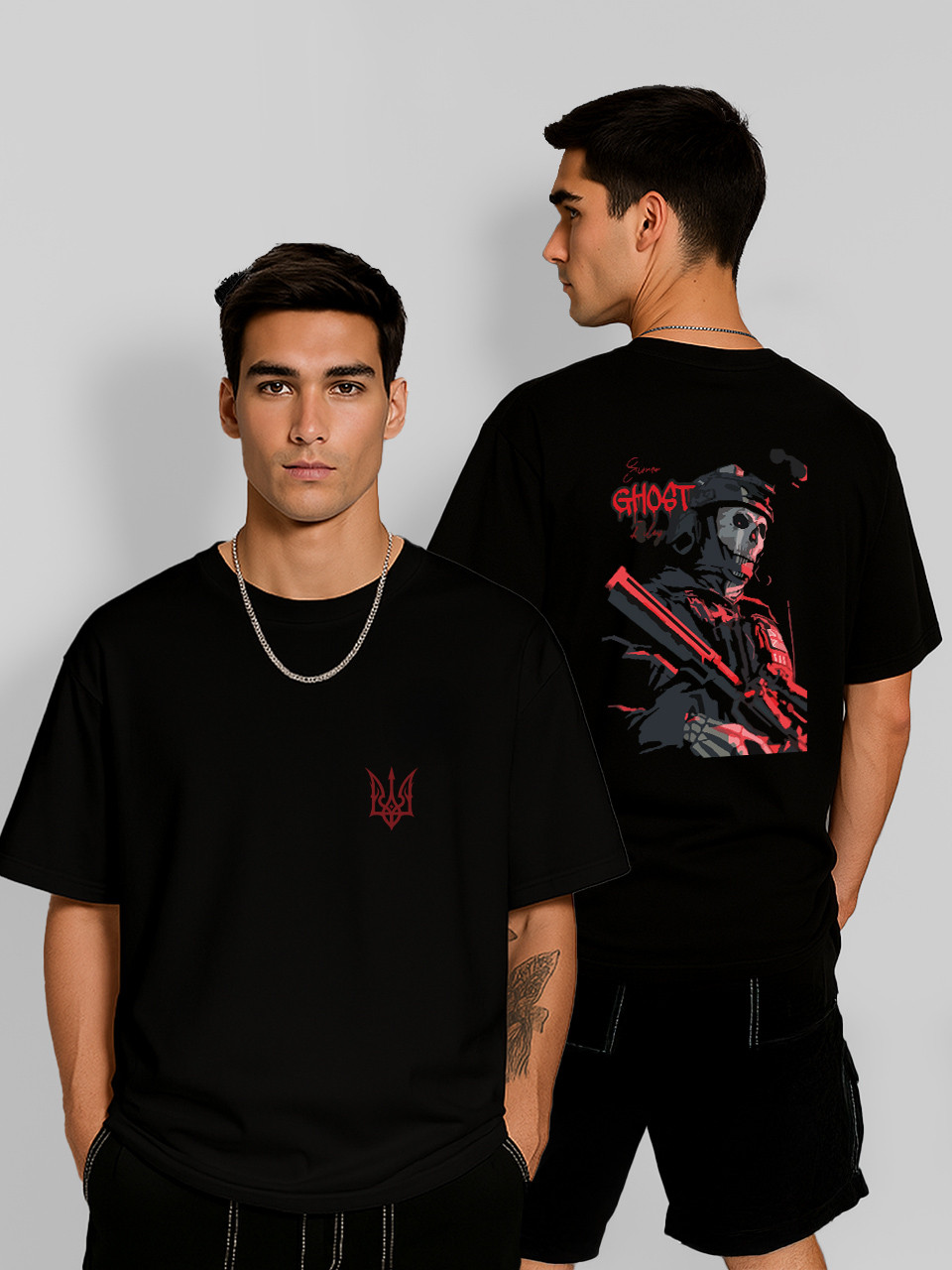 Футболка оверсайз Ghost Call Of Duty Привид CoD Чорна Чоловіча S