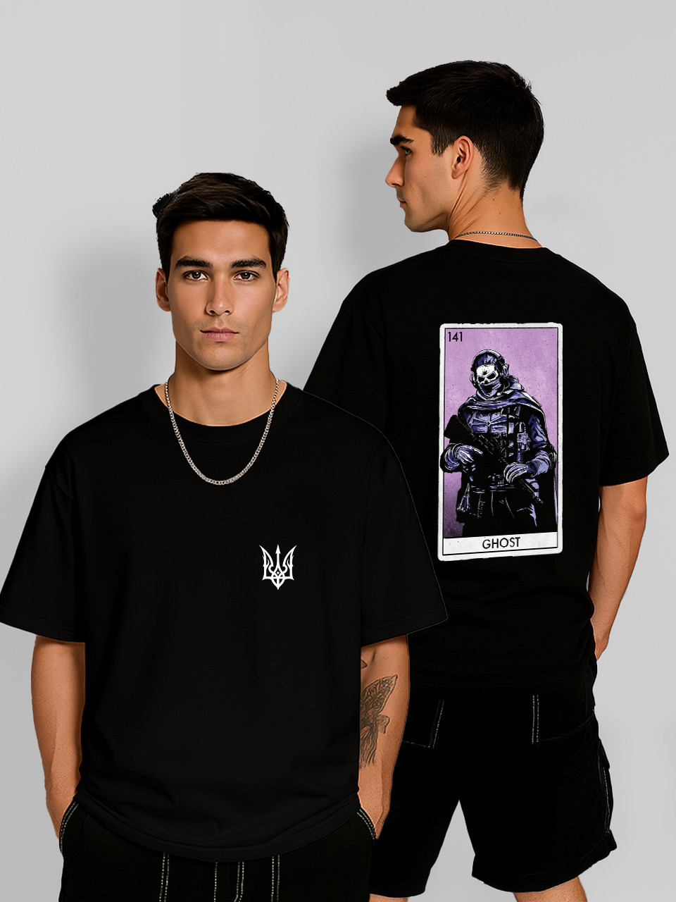 Футболка оверсайз Ghost-карта Call Of Duty Привид CoD Чорна Чоловіча S