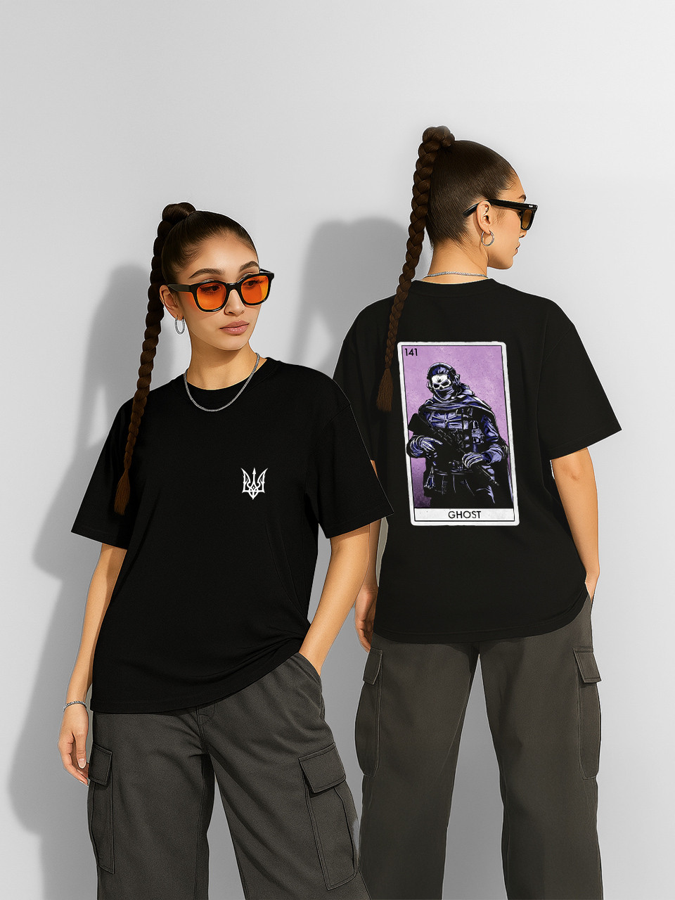 Футболка оверсайз Ghost-карта Call Of Duty Привид CoD Чорна Жіноча S