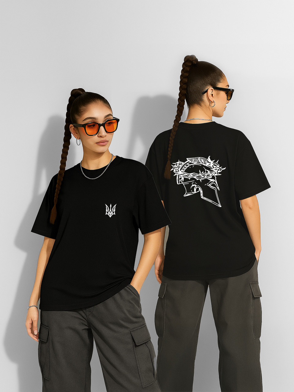 Футболка оверсайз Спартанець у терновому вінку Чорна Жіноча S, фото 1