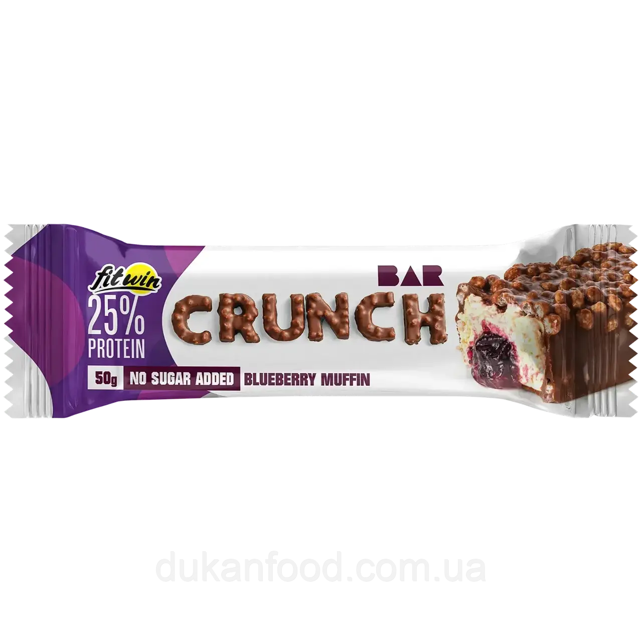 Протеїновий батончик без цукру CRUNCH BAR "Чорничний мафін", FitWin, 50 г, фото 1