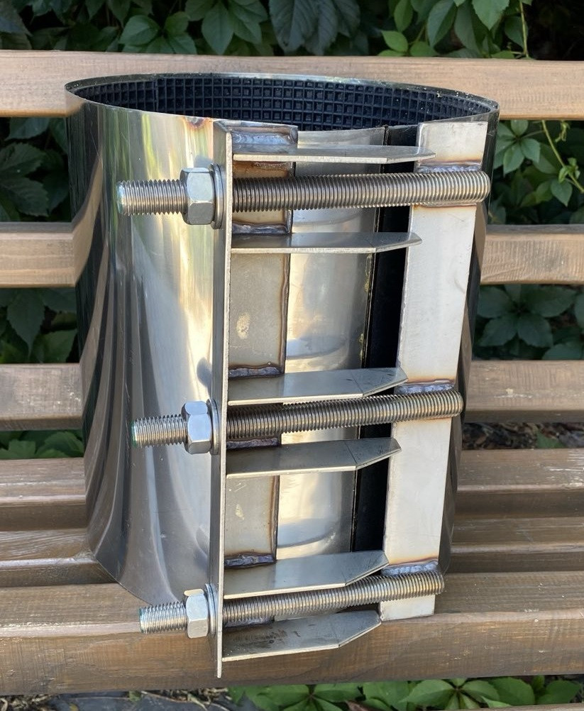 Хомут ремонтний нерж Ду 200 (219-229мм) L=300, фото 1