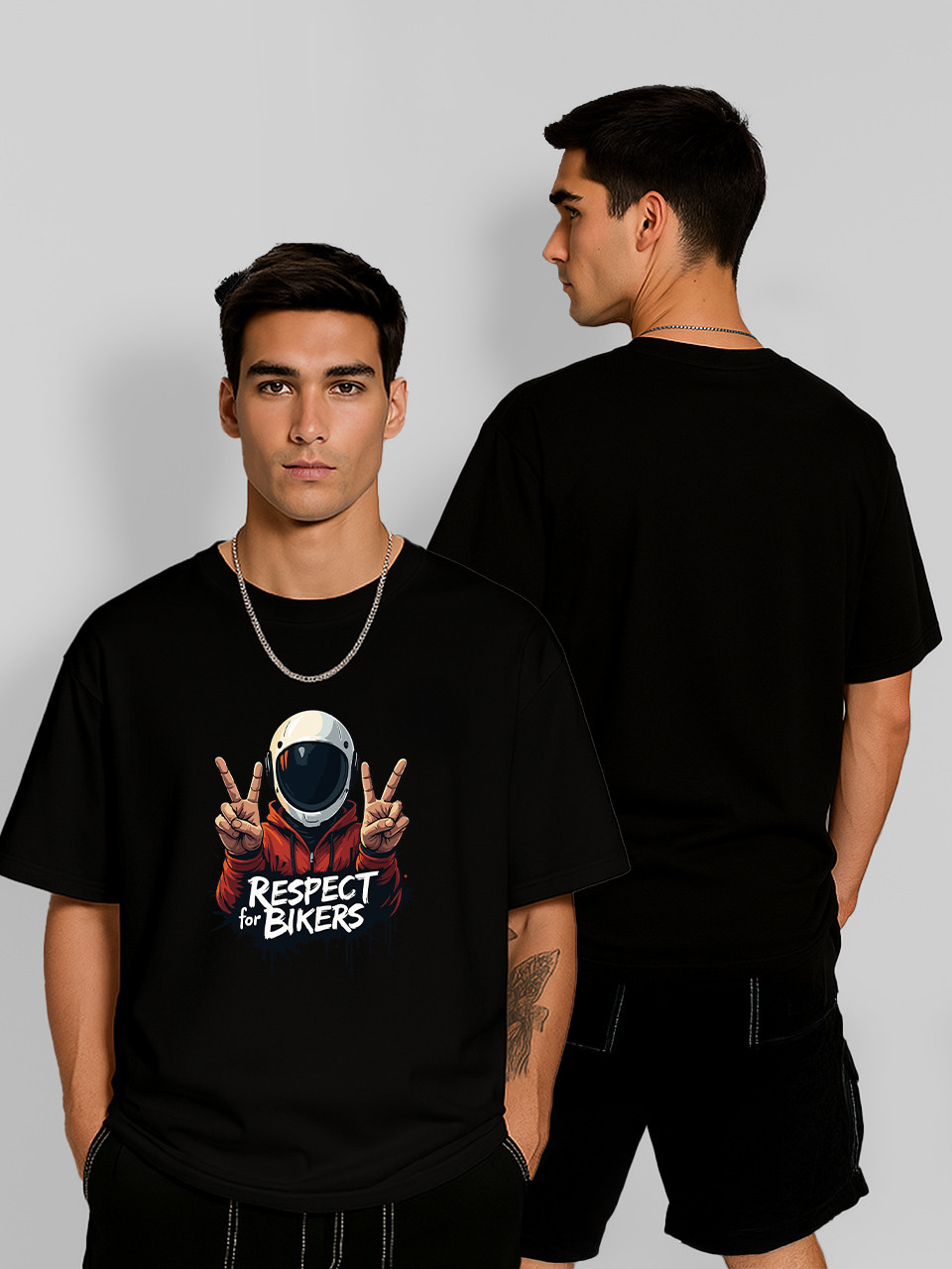 Футболка оверсайз Respect for bikers Чорна Чоловіча S, фото 1