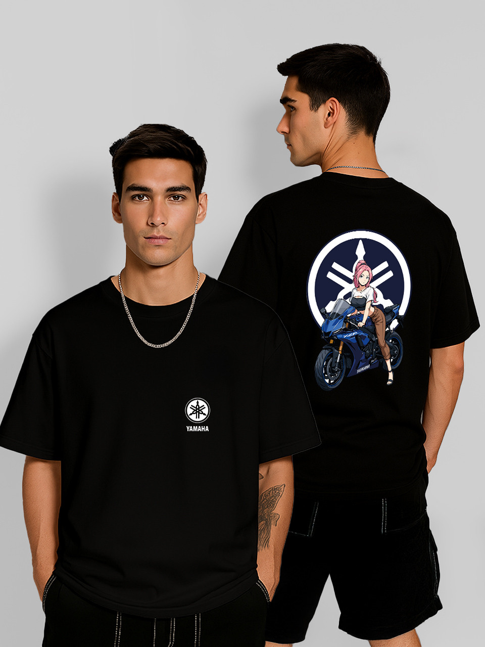 Футболка оверсайз Yamaha girl Чорна Чоловіча S
