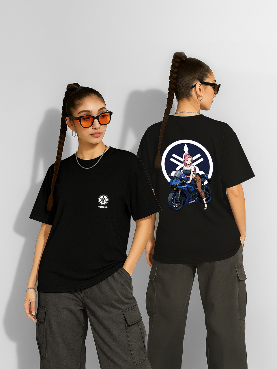 Футболка оверсайз Yamaha girl Чорна Жіноча S, фото 1