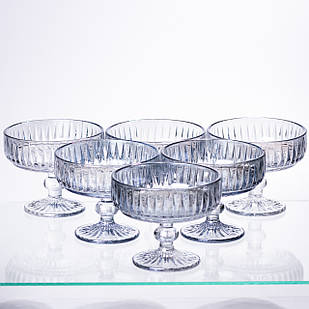 Набір креманок на ніжці 6 шт 300 (мл) Блакитний HP-19-70