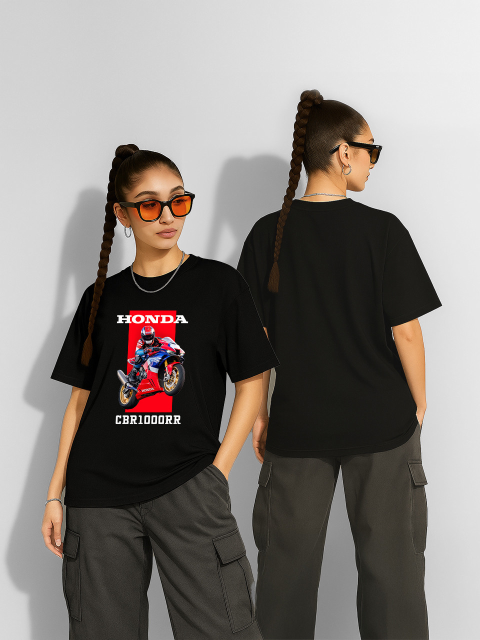 Футболка оверсайз Honda CBR 1000RR Чорна Жіноча S