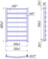 Рушникосушарка водяна  MARIO Класік 800 х 530/500, фото 4