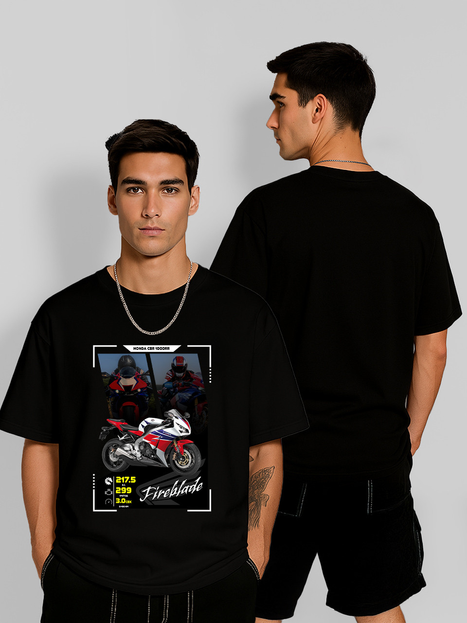 Футболка оверсайз Honda Fireblade Чорна Чоловіча S, фото 1