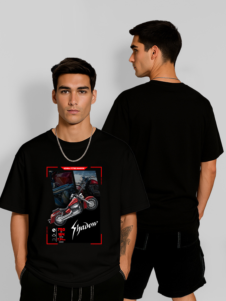 Футболка оверсайз Honda Shadow Чорна Чоловіча S