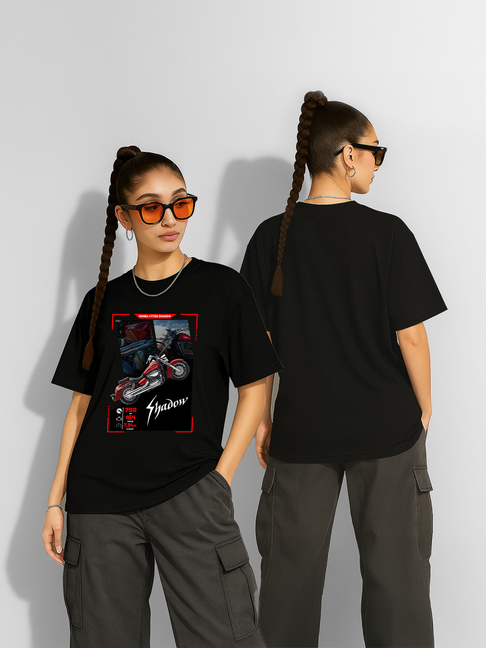 Футболка оверсайз Honda Shadow Чорна Жіноча S