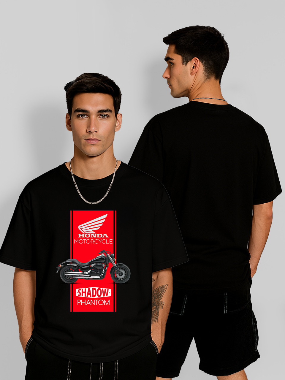 Футболка оверсайз Honda Shadow Phantom Чорна Чоловіча S
