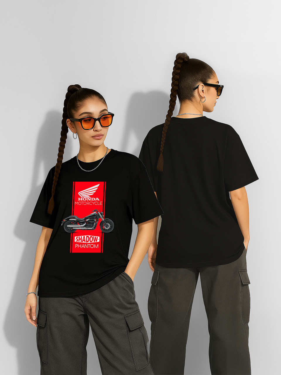Футболка оверсайз Honda Shadow Phantom Чорна Жіноча S