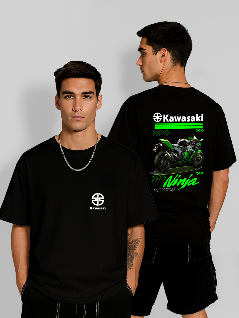 Футболка оверсайз Kaeasaki Ninja Чорна Чоловіча S, фото 1