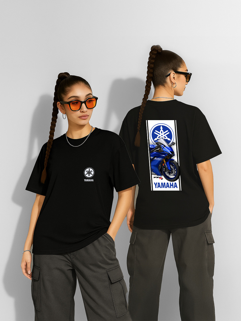 Футболка оверсайз Yamaha R1 Чорна Жіноча S