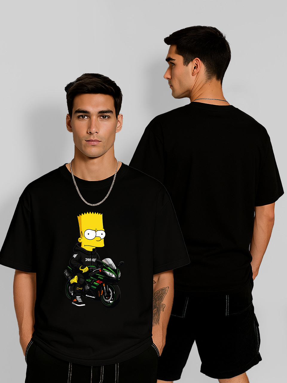 Футболка оверсайз Bart Simpson biker Чорна Чоловіча S