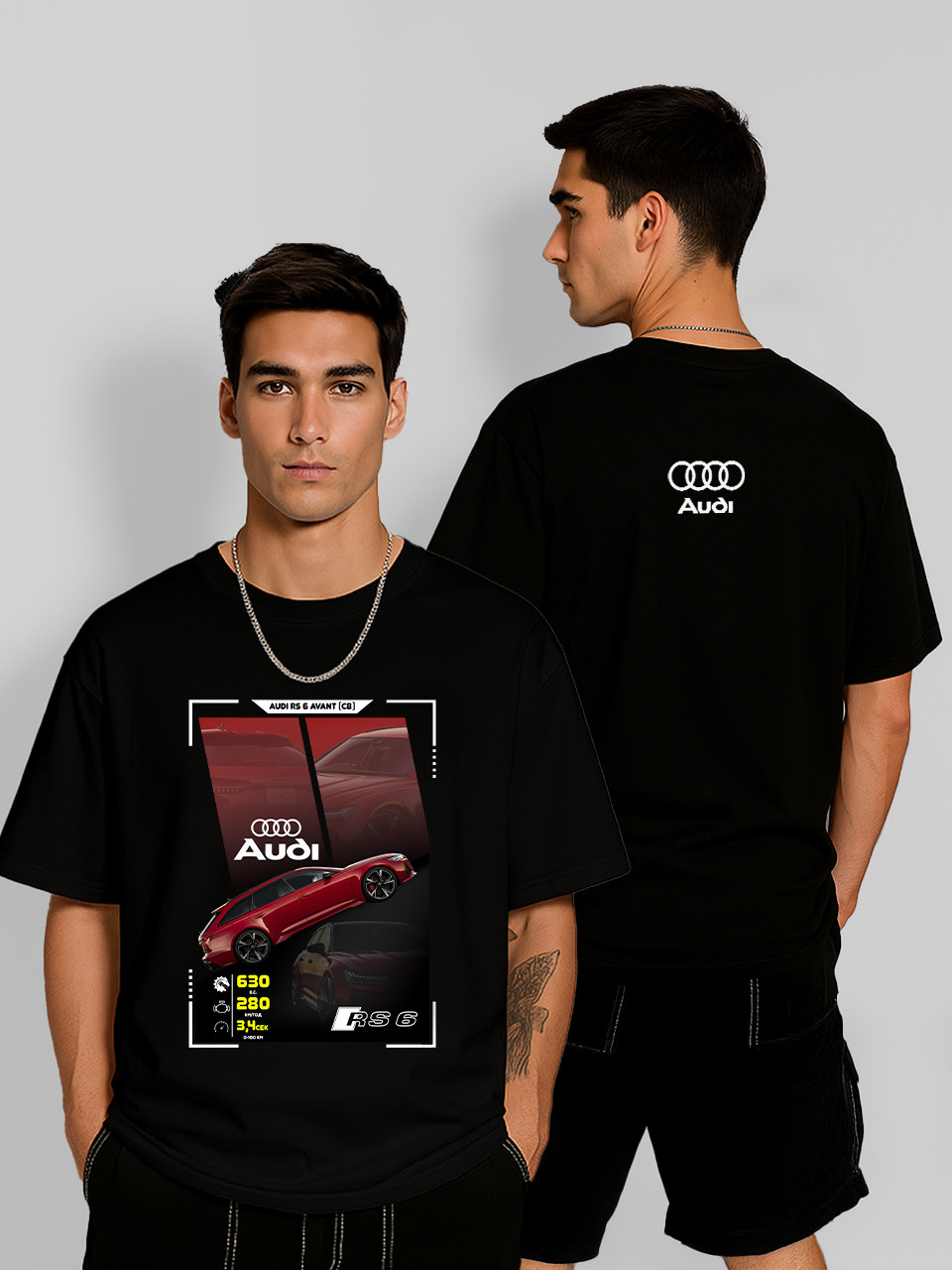 Футболка оверсайз Audi RS6 (2022) Чорна Чоловіча S, фото 1