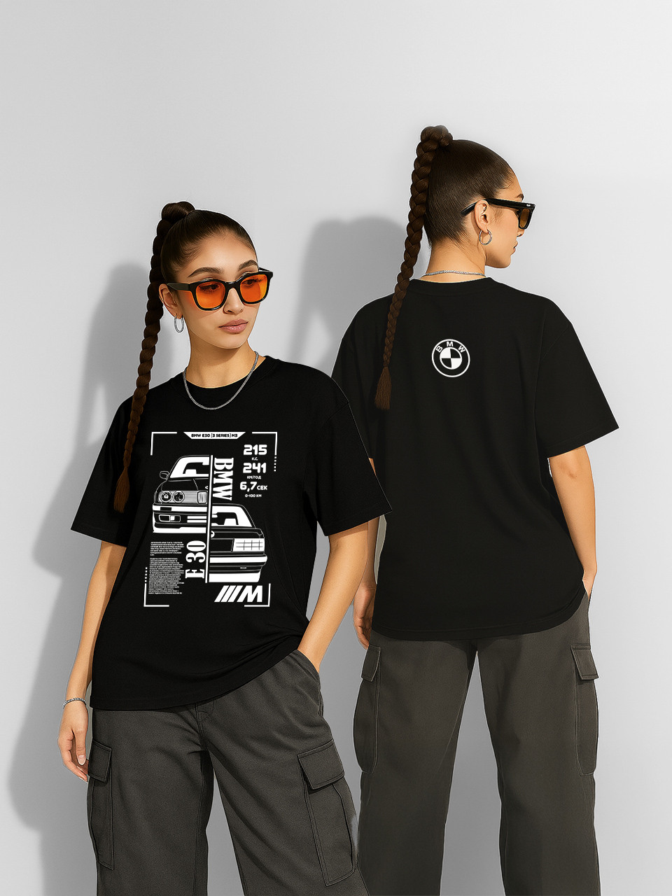 Футболка оверсайз BMW E30 Чорна Жіноча S