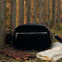 Модний жіночий клатч крос боді сумка через плече чорна з червоним краєм містка маленька сумка жіноча