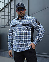 Тактична мілітарі Сорочка FCT Blackbeard літня в клітинку Блакитна (14 номер)