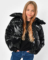 Чорний пуховик, зимова куртка для дівчаток X-Woyz 8375 розміри 128- 158