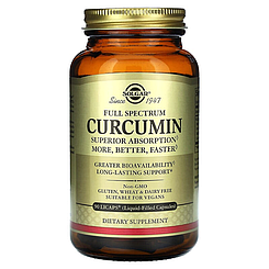 Куркумін, Curcumin, Solgar, повний спектр, 90 гелевих капсул