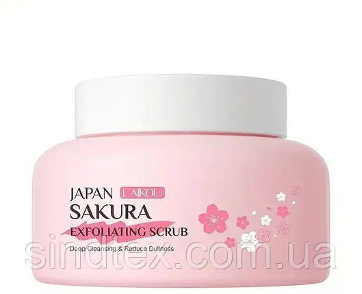 Скраб для обличчя з екстрактом Сакури Laikou Japan Sakura, 100г, фото 1