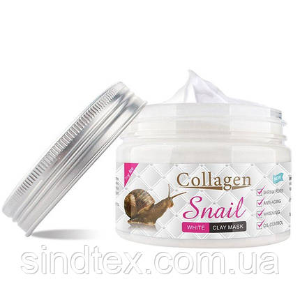 Антивікова, відбілювальна маска для обличчя Collagen з муцином равлика, 150 г, фото 1