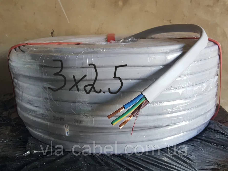 Кабель ШВВП 3х2,5 мідний багатожильний Одеса ГОСТ (бухта 100м), фото 1