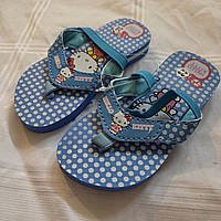 В'єтнамки дитячі блакитні з білим горошком Hello Kitty