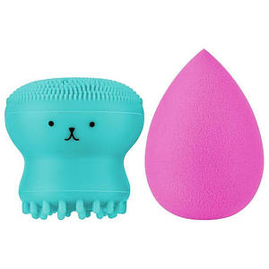 Набір для обличчя: Спонж + Силіконова щітка